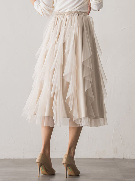 【新色追加】ラッフルチュールスカート