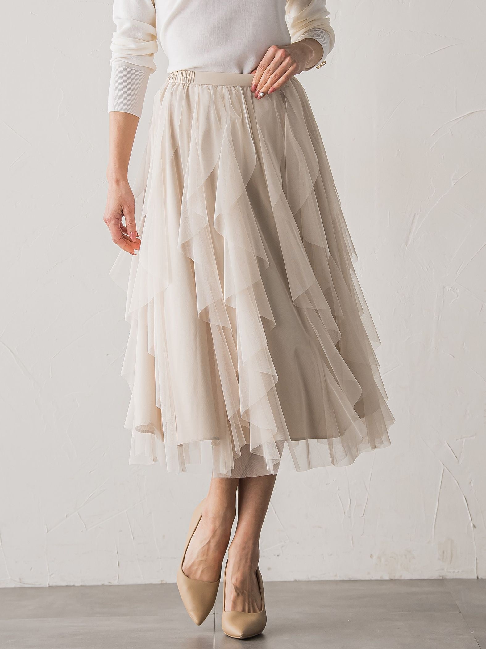 【新色追加】ラッフルチュールスカート