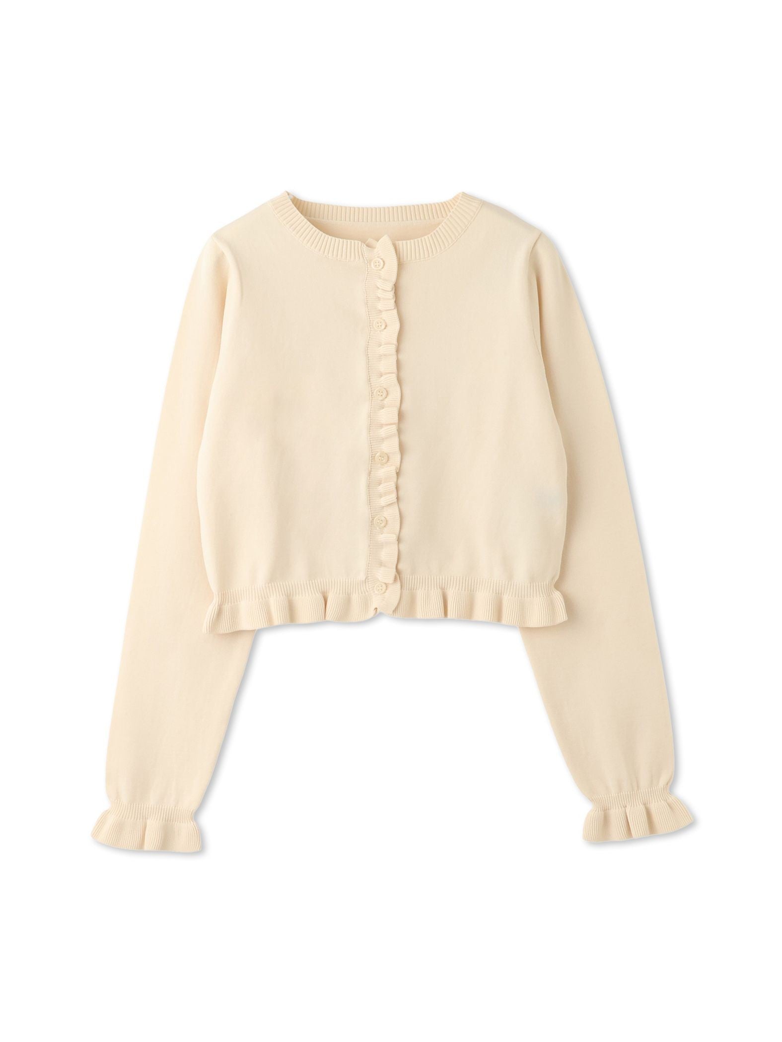 スポンディッシュニットフリルカーディガン≪手洗い可能≫