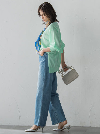【JAPAN BLUE JEANS】デニムワイドパンツ≪洗濯機で洗える≫
