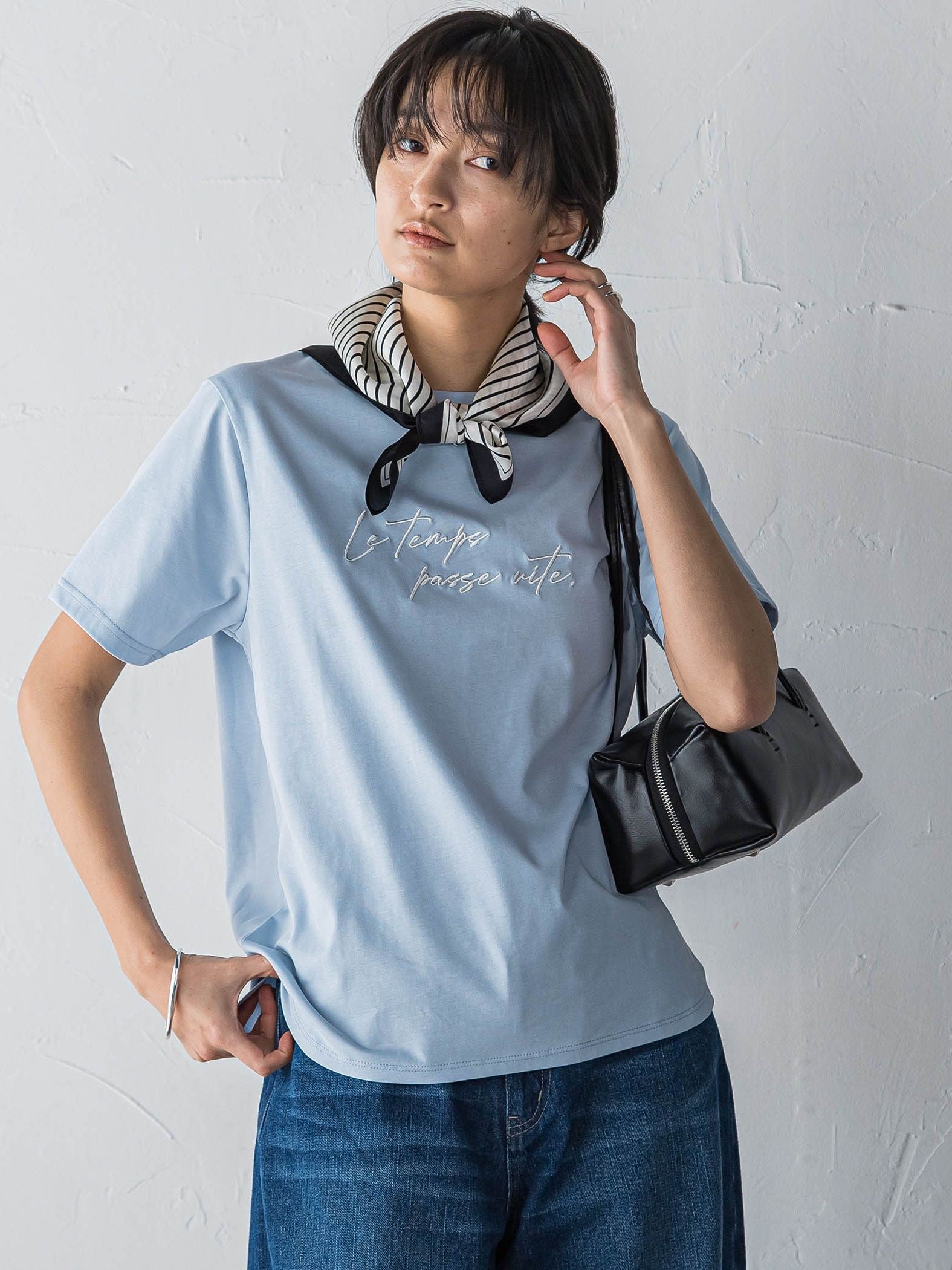 ハンドメッセージ刺繍ロゴTシャツ≪洗濯機で洗える≫