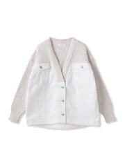 デニムドッキングニットカーディガン≪洗濯機で洗える≫