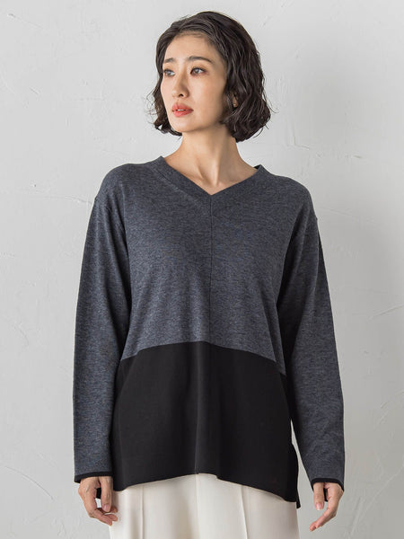 【大きいサイズ】ファインウールVネックニット