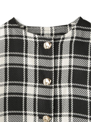 ツィーディチェックノーカラーコート≪手洗い可能≫