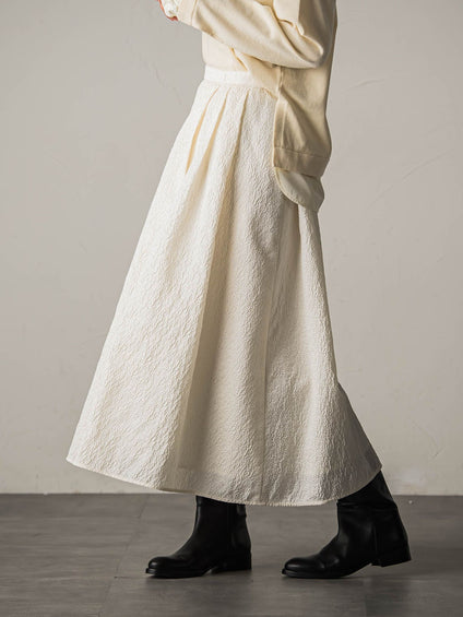 型押しジャガードタックフレアスカート≪手洗い可能≫