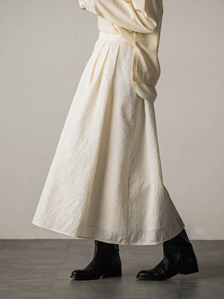 型押しジャガードタックフレアスカート≪手洗い可能≫