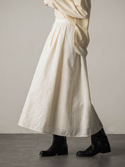 型押しジャガードタックフレアスカート≪手洗い可能≫