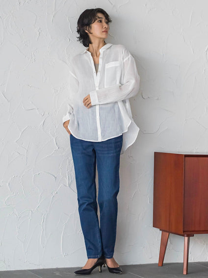 【WEB限定】ぐーんと伸びるデニムレギパン≪洗濯機で洗える≫