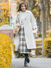 起毛シャギーチェックロングタイトスカート