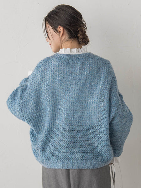 【WEB限定】モヘヤラメVネックショートプルオーバー≪手洗い可能≫