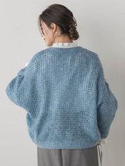 【WEB限定】モヘヤラメVネックショートプルオーバー≪手洗い可能≫