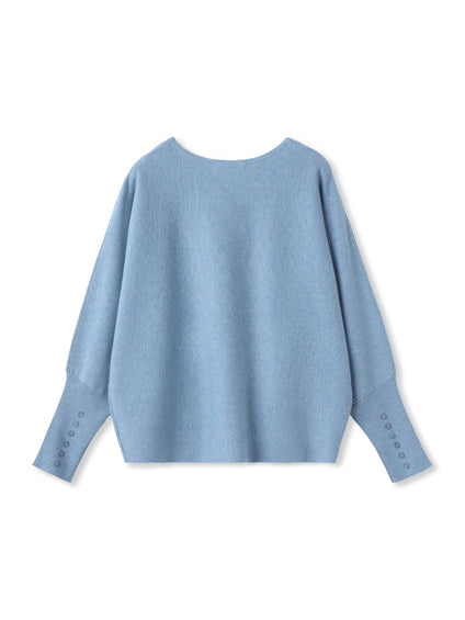 袖口ボタンドルマンニットプルオーバー≪手洗い可能≫