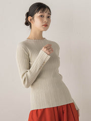 袖ボタンランダムリブニット≪手洗い可能≫