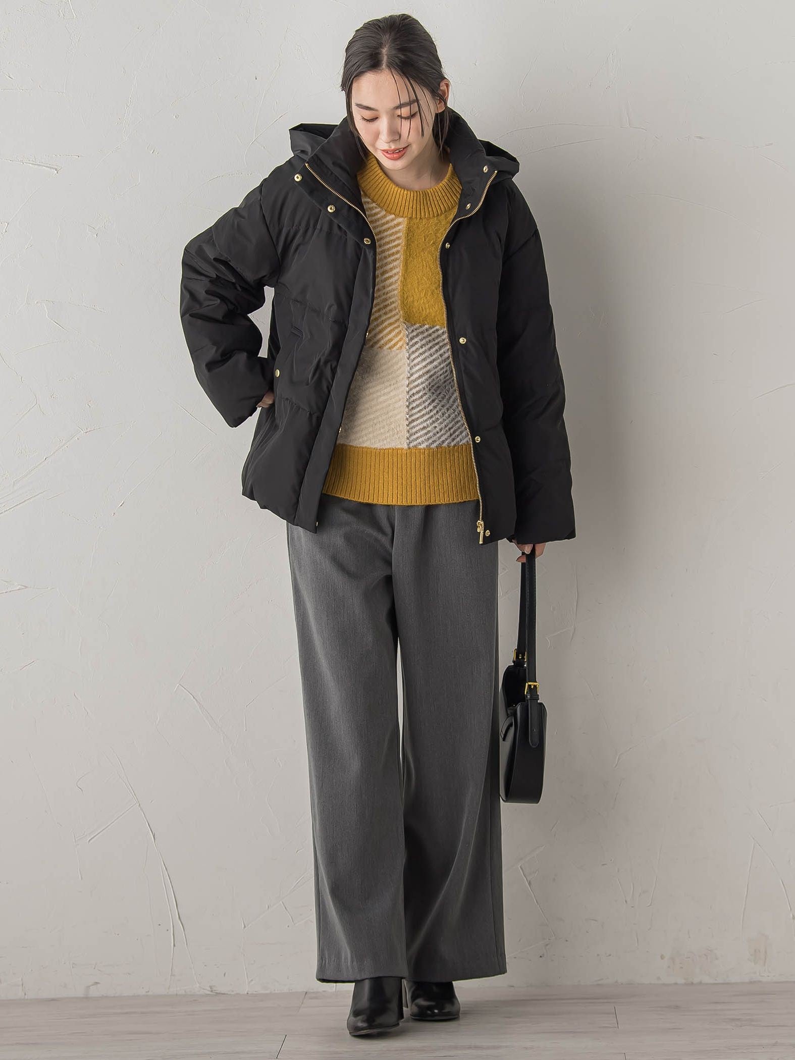 シャギージャガード切替えニット≪手洗い可能≫