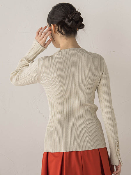 袖ボタンランダムリブニット≪手洗い可能≫