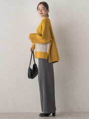 シャギージャガード切替えニット≪手洗い可能≫