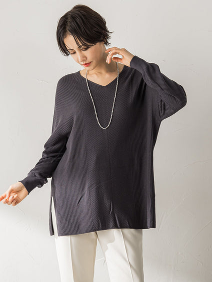 【WEB限定サイズあり】【洗えるニット】ECOCUWOOL Vネックニットプルオーバー≪シワになりにくい≫