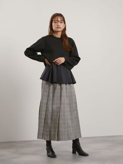 マルチグレンチェックタックプリーツスカート≪手洗い可能≫