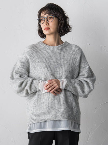 【大きいサイズ】モヘヤスパンコールニット