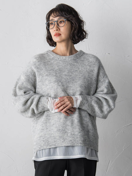 【大きいサイズ】モヘヤスパンコールニット