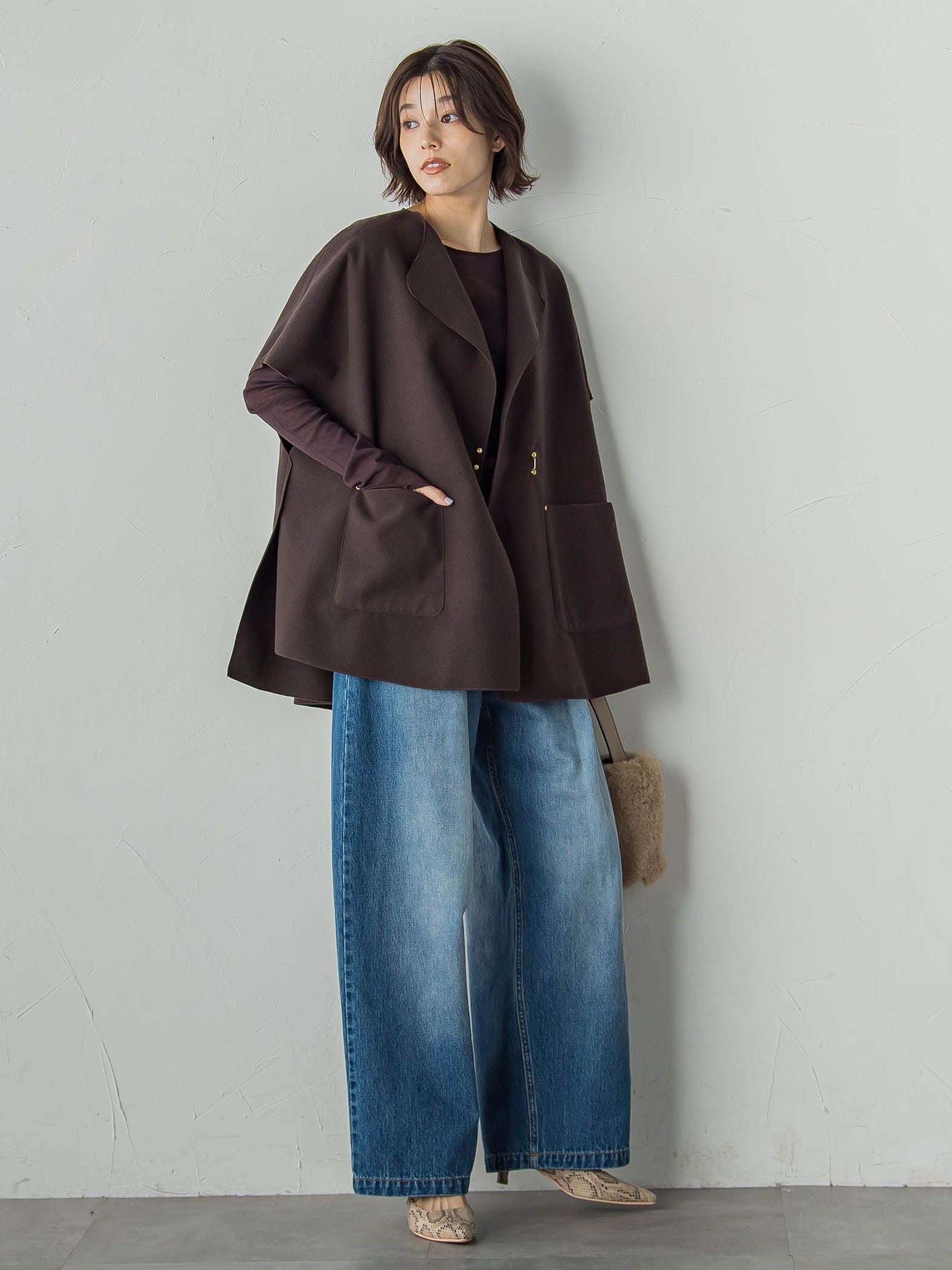 タックデニムパンツ≪洗濯機で洗える≫