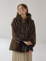 フェイクファーフーディショートコート≪手洗い可能≫