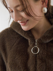 フェイクファーフーディショートコート≪手洗い可能≫