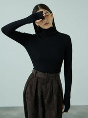 サムホールハイネックニットプルオーバー≪手洗い可能≫