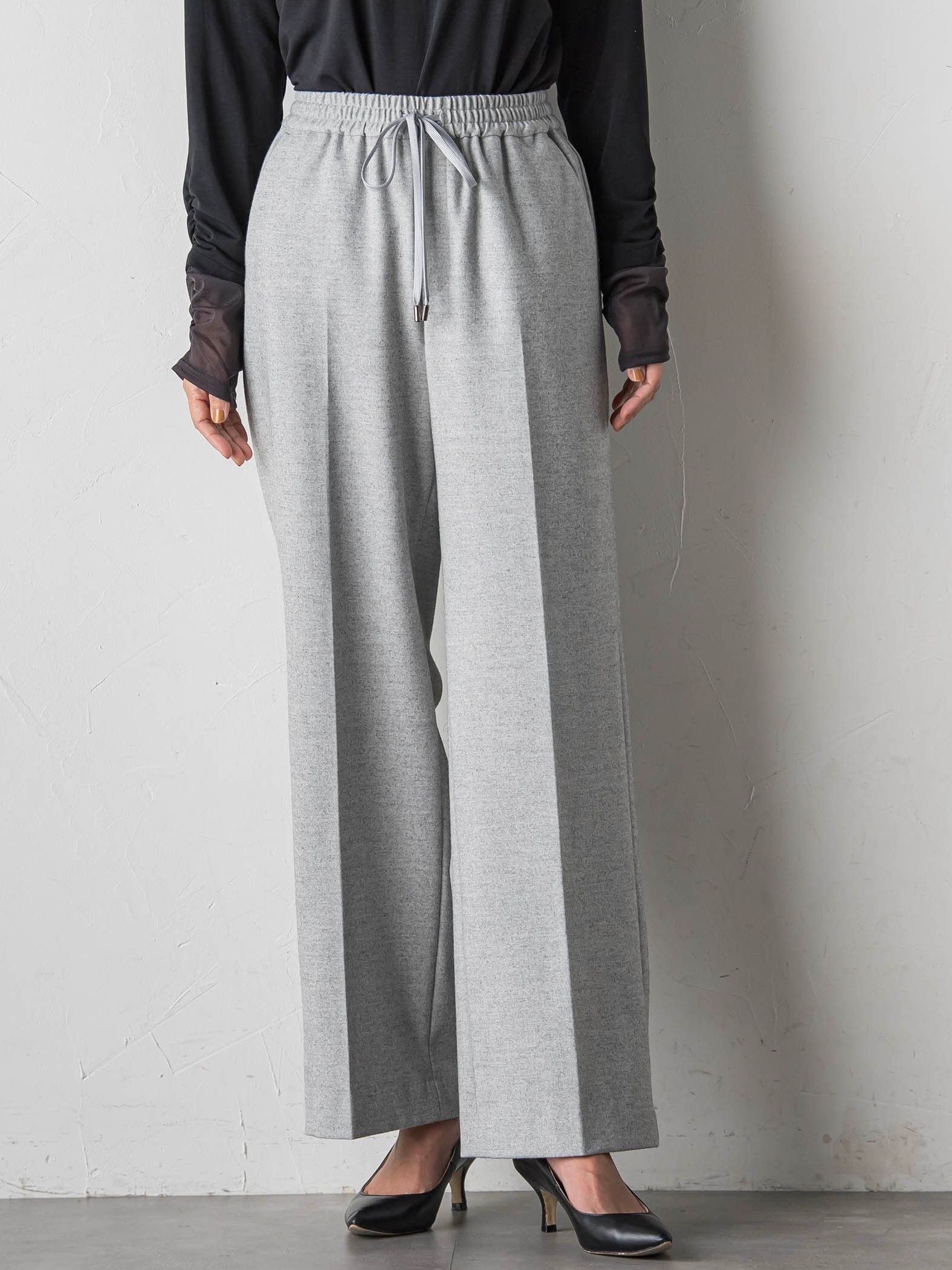 【大きいサイズ】両面起毛ワイドパンツ