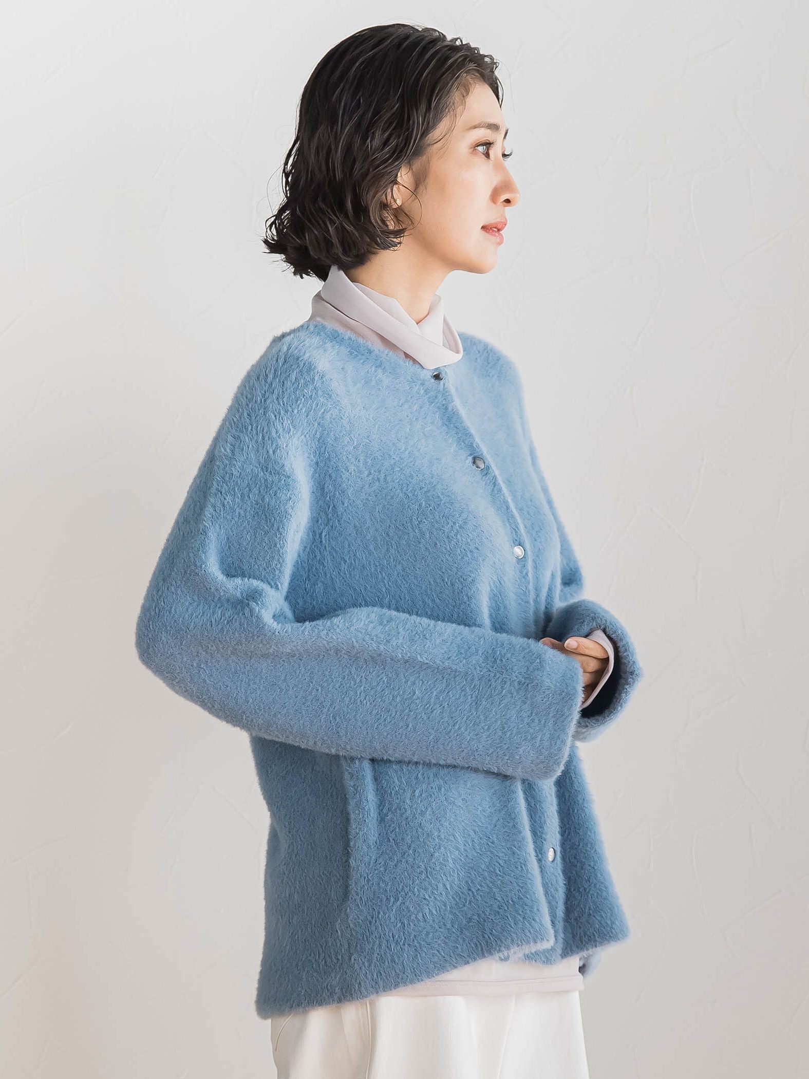 【大きいサイズ】フェザーヤーンニットカーディガン