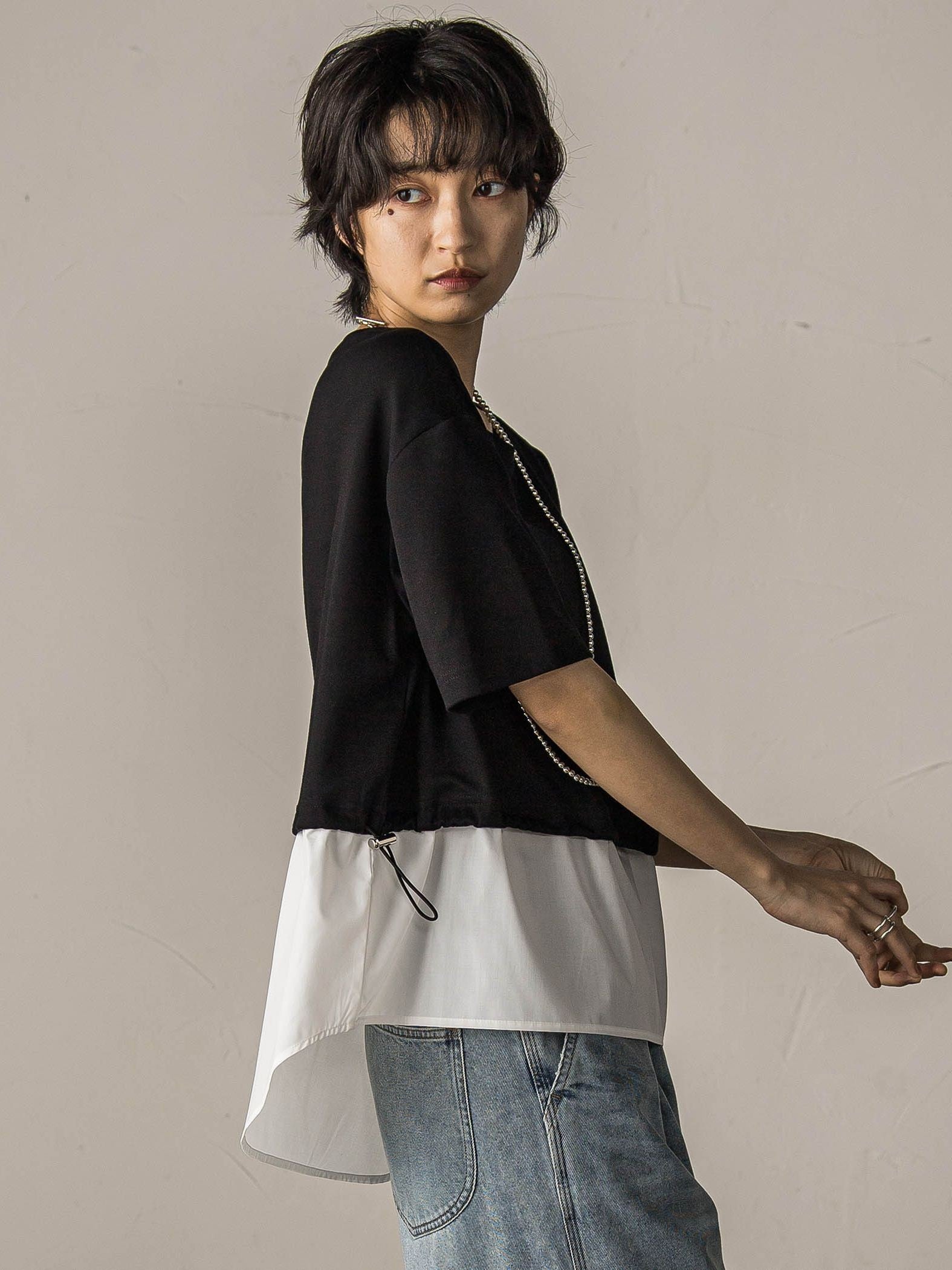 【WEB限定】シャツレイヤード風プルオーバー≪手洗い可能≫