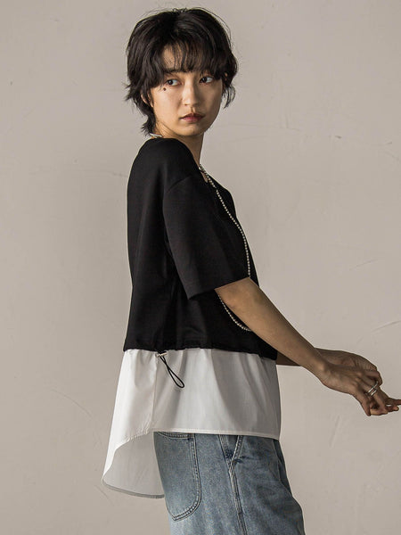【WEB限定】シャツレイヤード風プルオーバー≪手洗い可能≫