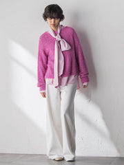 ファンシーヤーンボートネックニットプルオーバー≪手洗い可能≫