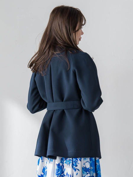 ノーカラーハーフコート