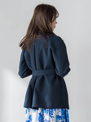 ノーカラーハーフコート