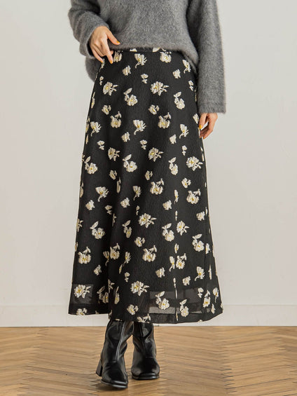 メタルフラワージャガードスカート≪手洗い可能≫