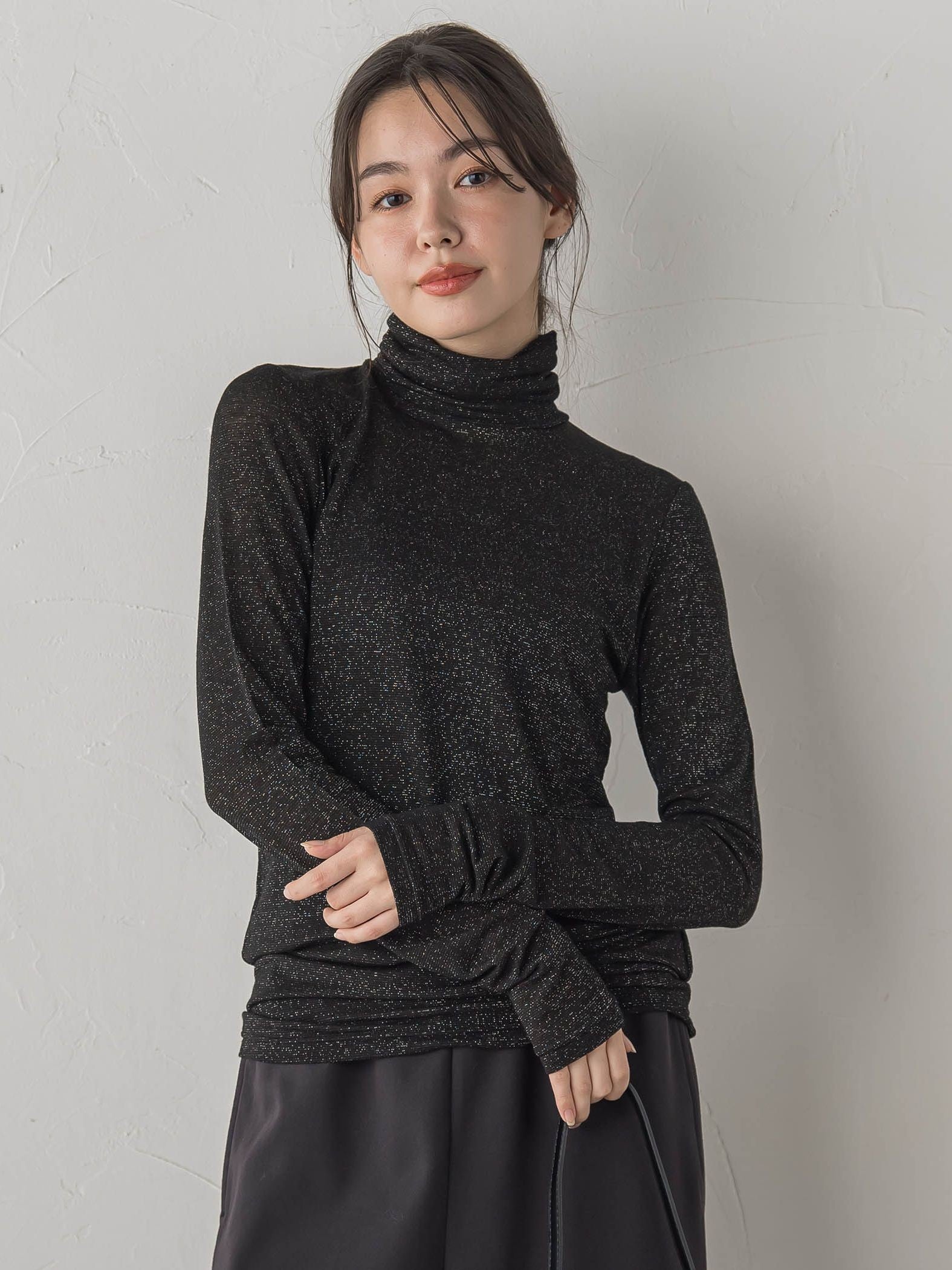 カシミヤシルクシアーラメカットソー≪手洗い可能≫