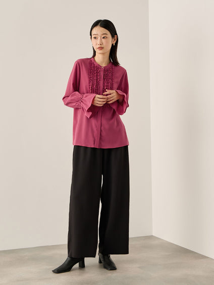 カットジョーゼットイージーワイドパンツ≪手洗い可能≫