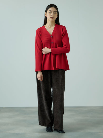 ライトウェイトペプラムニットカーディガン≪手洗い可能≫