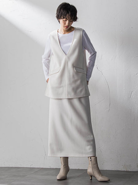 軽量ボンディング3ピーススカートセットアップ≪洗濯機で洗える≫