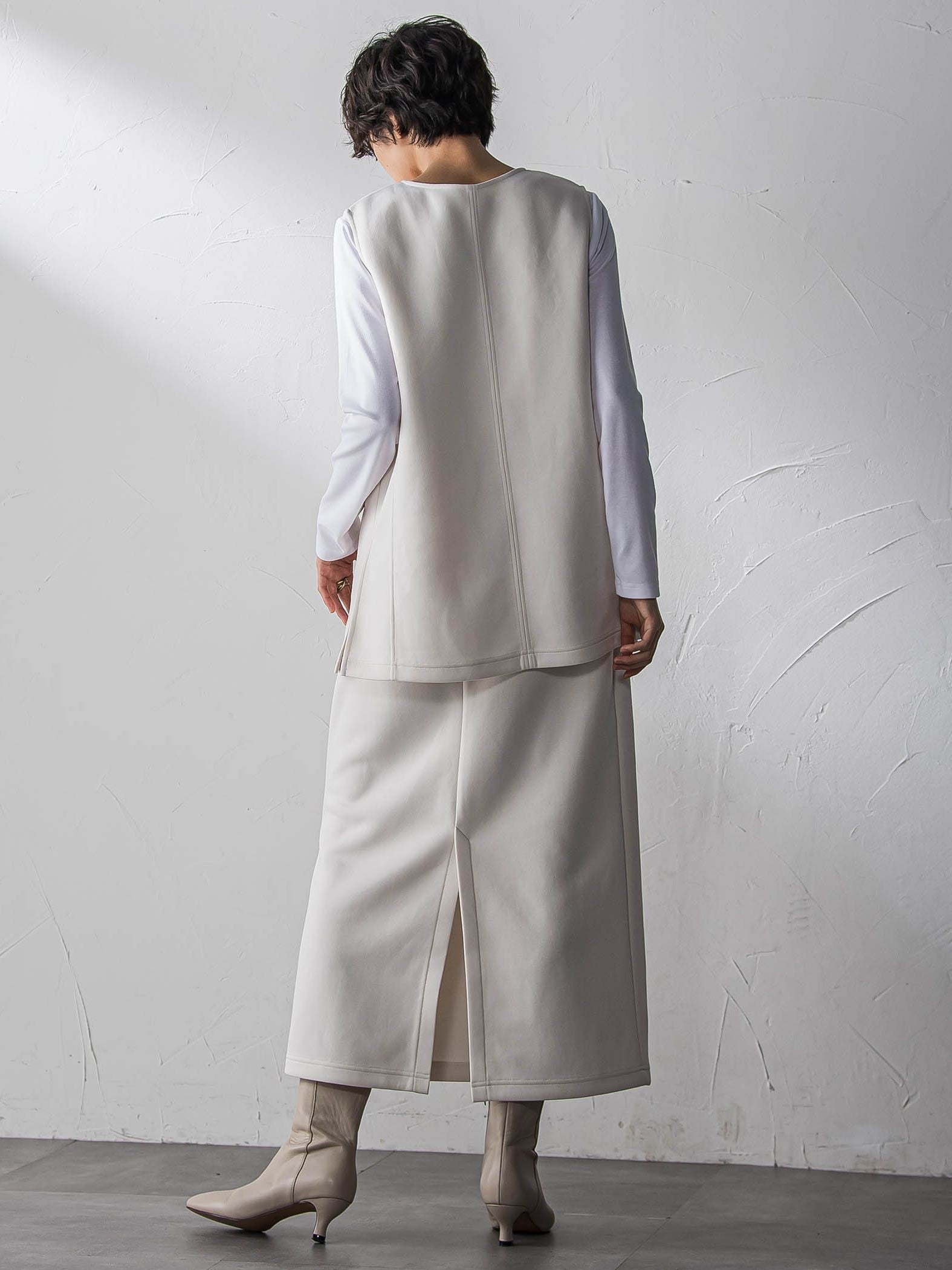 軽量ボンディング3ピーススカートセットアップ≪洗濯機で洗える≫