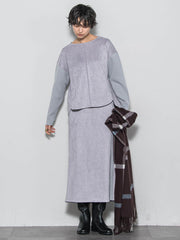 【新色追加】スウェード調×ニットスカートセットアップ≪手洗い可能≫