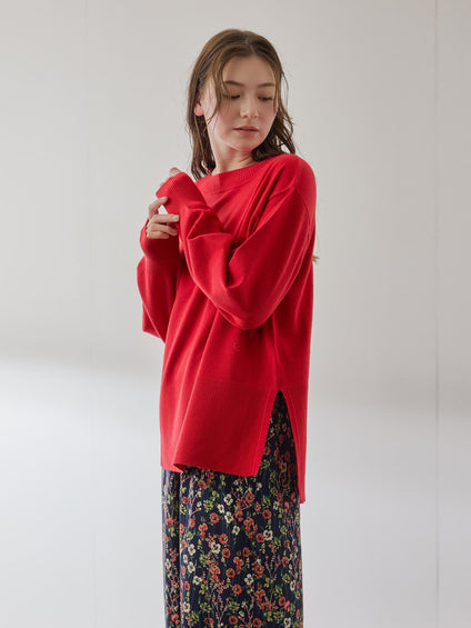 シアバターボートネックニット≪手洗い可能≫