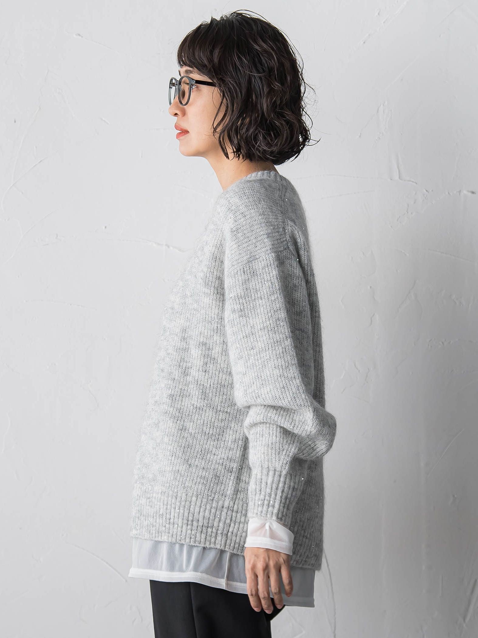 【大きいサイズ】モヘヤスパンコールニット