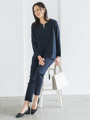 【WEB限定 13号】トリクシオンキーネックブラウス≪セットアップ対応/手洗い可能≫