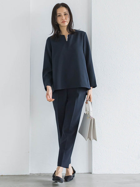 【WEB限定 13号】トリクシオンキーネックブラウス≪セットアップ対応/手洗い可能≫