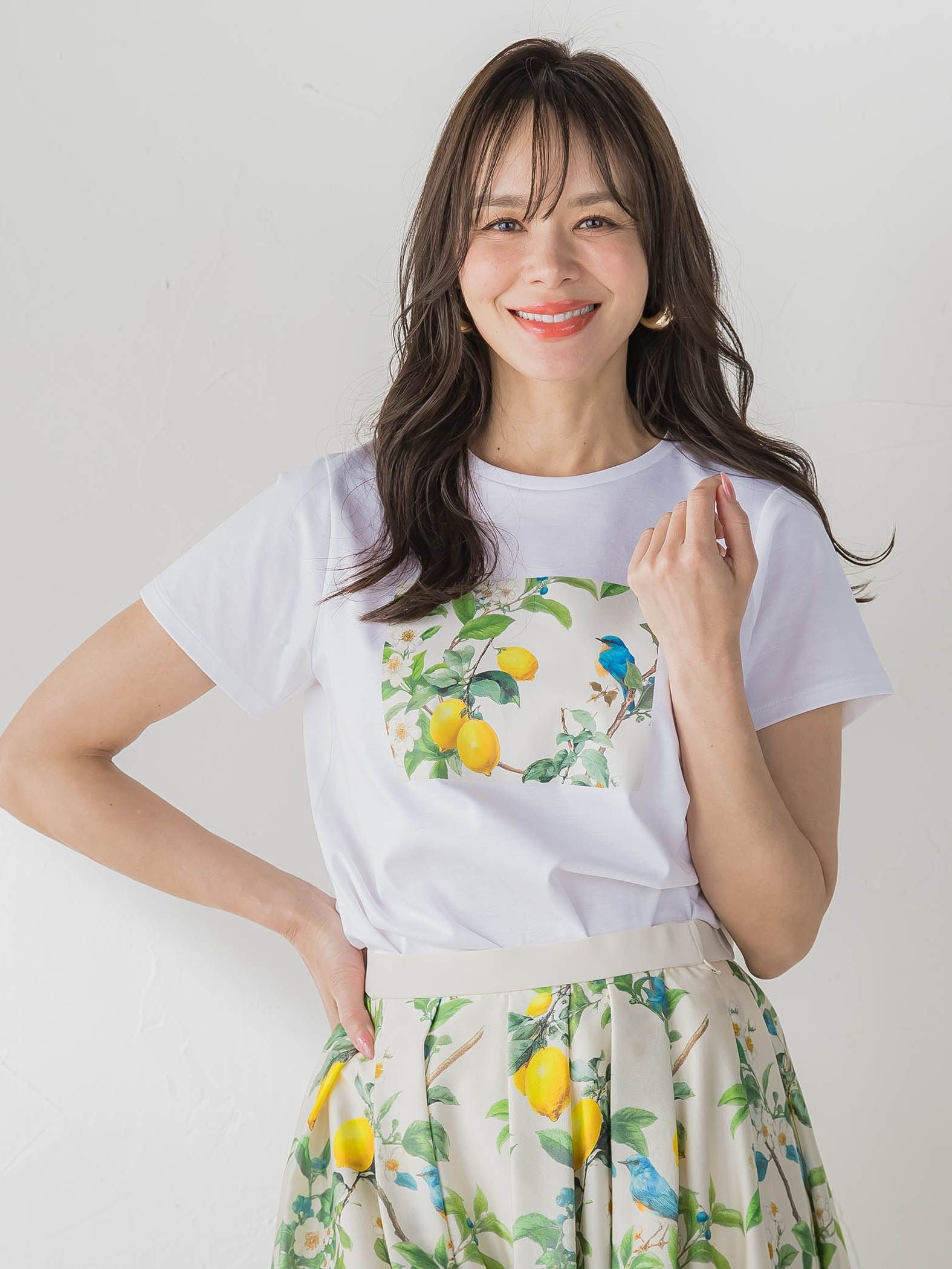 レモンプリントTシャツ