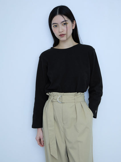 【シーズンレス】袖刺繍コットンプルオーバー