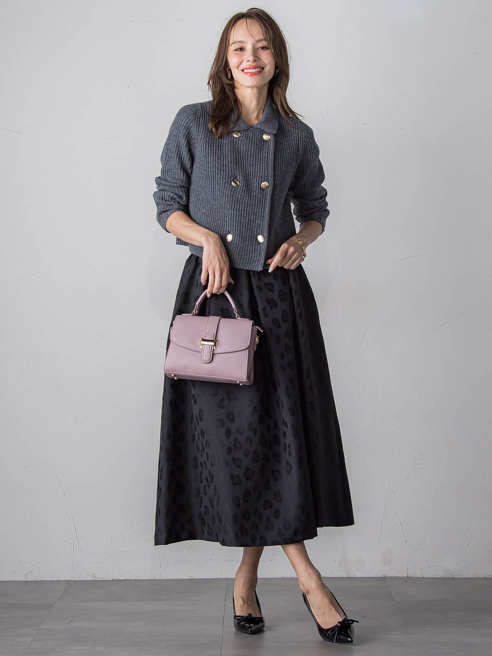 【WEB限定】レオパードジャガードスカート