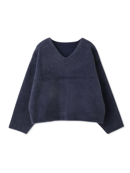 フェレットタッチWフェイスボクシーニット≪手洗い可能≫